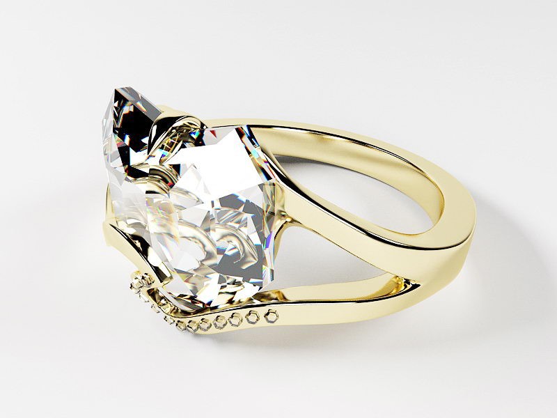 Heart Shaped Diamond Ring 3d rendering