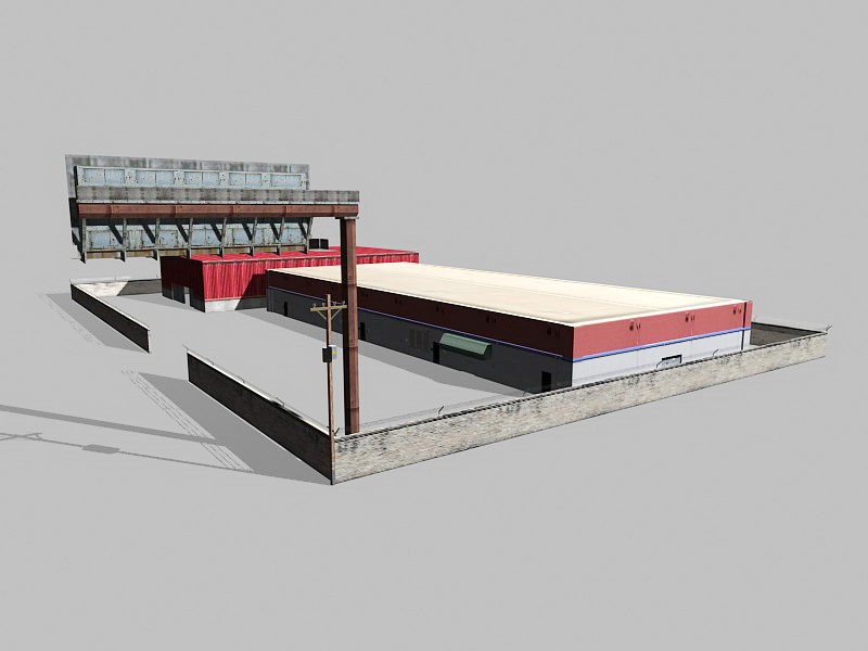 Industrial Warehouse Exterior 3d rendering