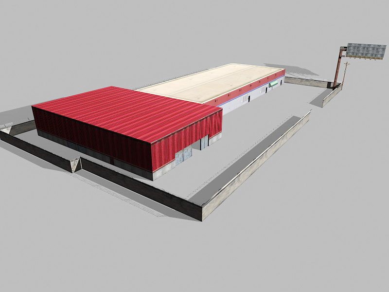 Industrial Warehouse Exterior 3d rendering
