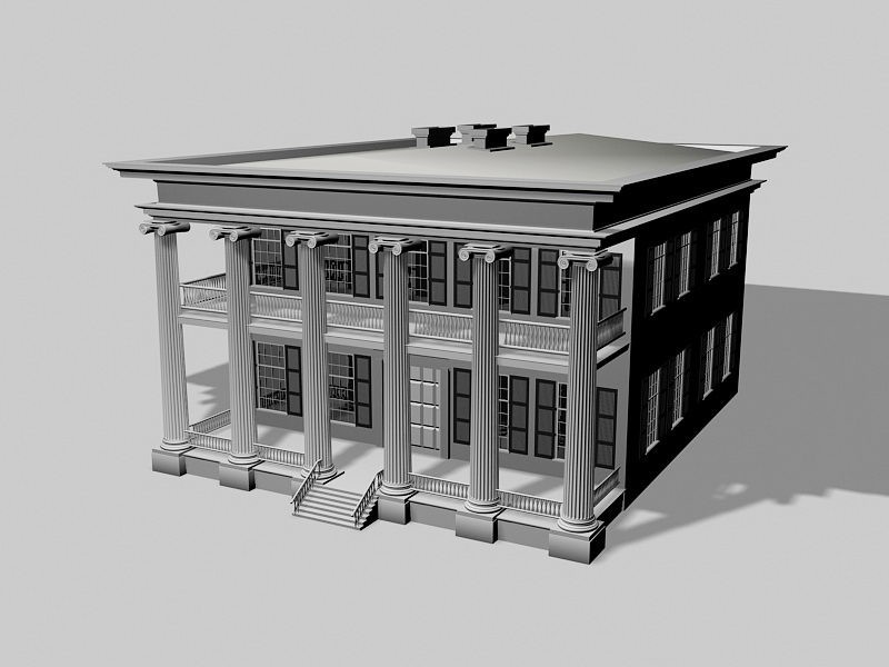 Colonial Mansion 3d rendering