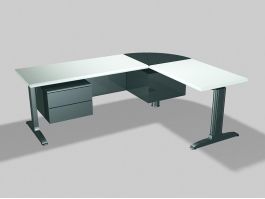 L-shaped Desks Workstations 3d model preview