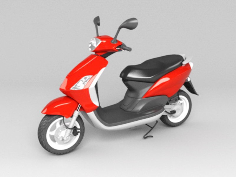Red Moped Scooter 3d rendering