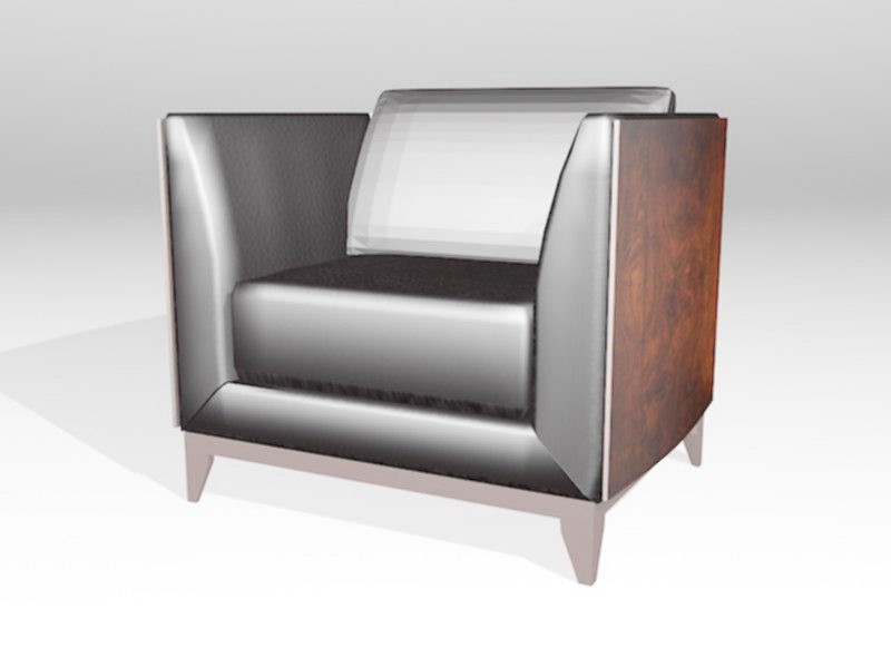 Vintage Black Leather Club Chair 3d rendering