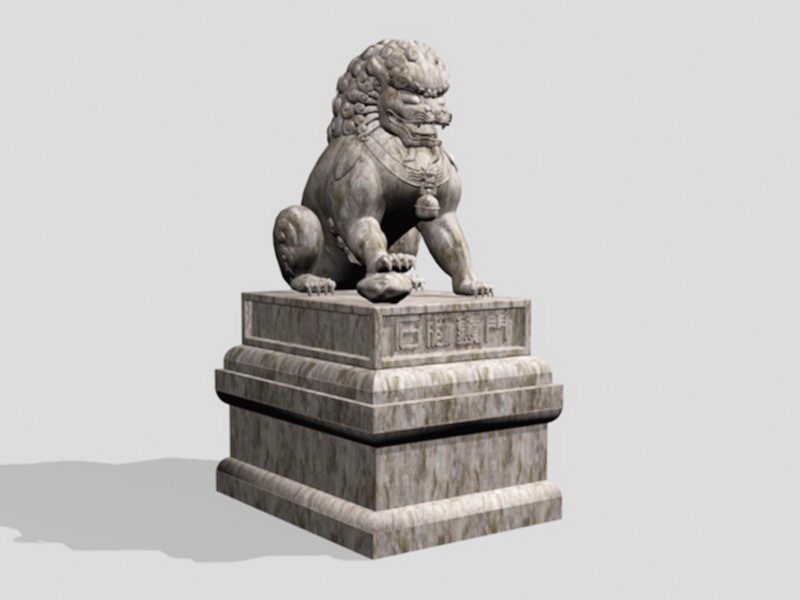 Stone Lion Statue 3d rendering