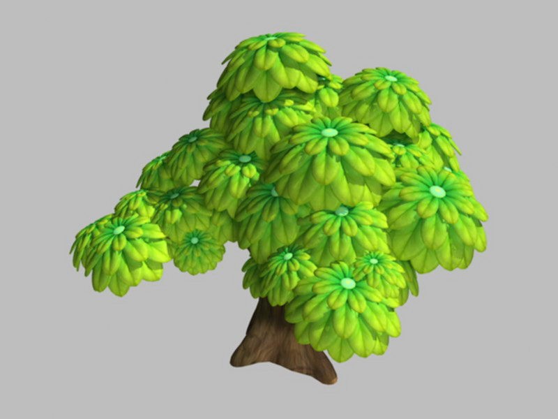 Green Cartoon Tree 3d rendering