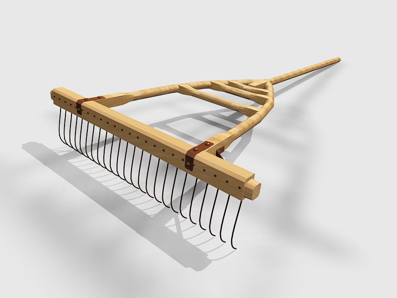 Wooden Rake 3d rendering