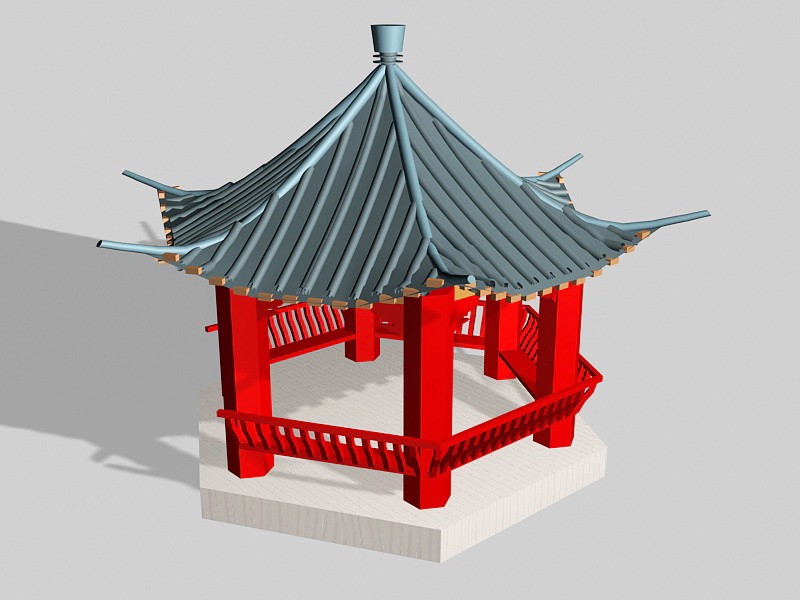 Traditional Chinese Garden Pavilion 3d rendering