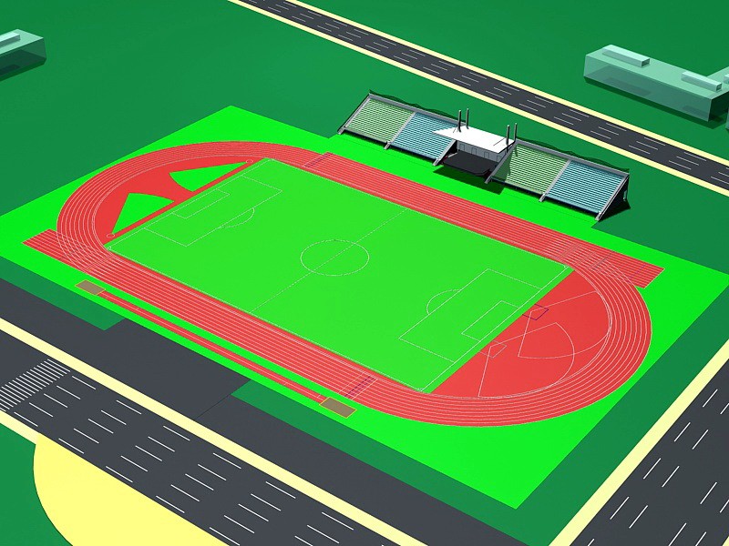 Soccer Stadium Plan 3d rendering