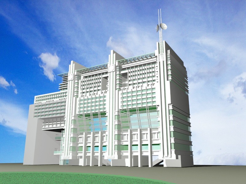 Office Building Block 3d rendering