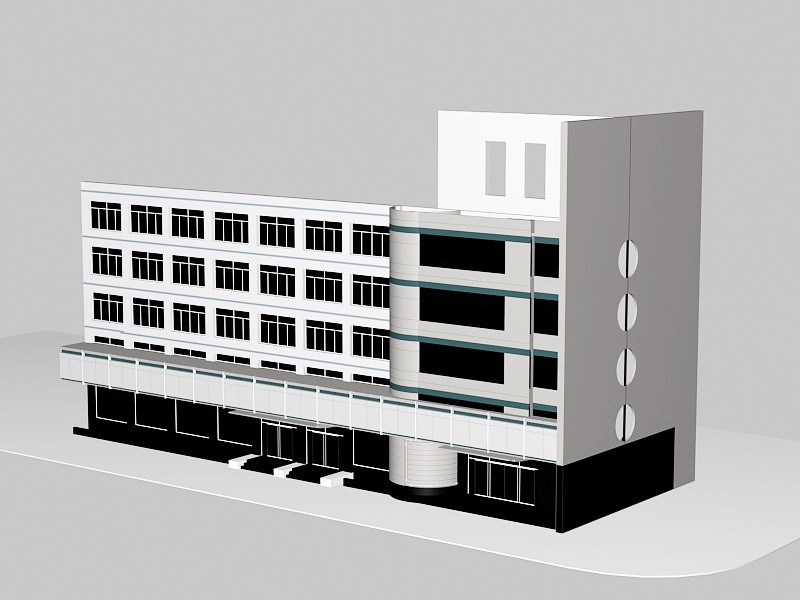 5 Story Office Building Block 3d rendering