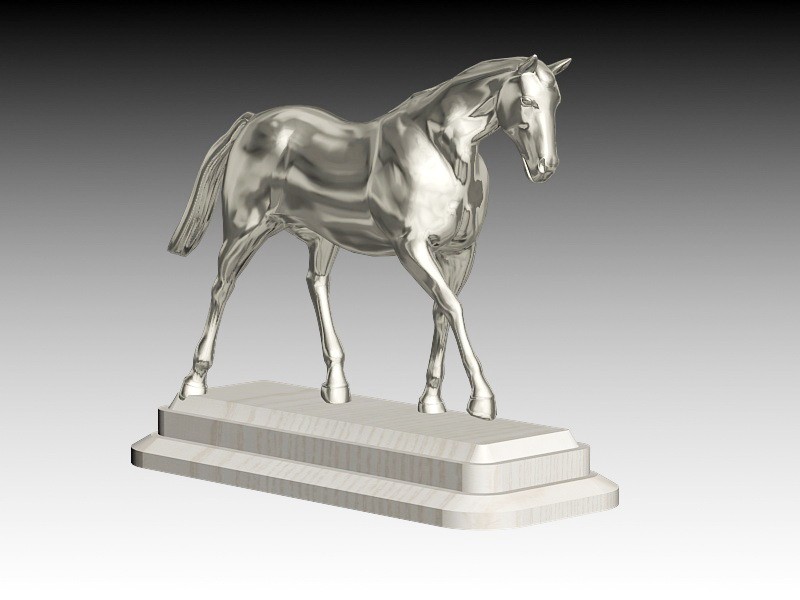 Vintage Metal Horse Statue Figurine 3d rendering
