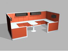 Comtemporary Cubicle Desk Workstations 3d model preview