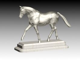 Vintage Metal Horse Statue Figurine 3d model preview