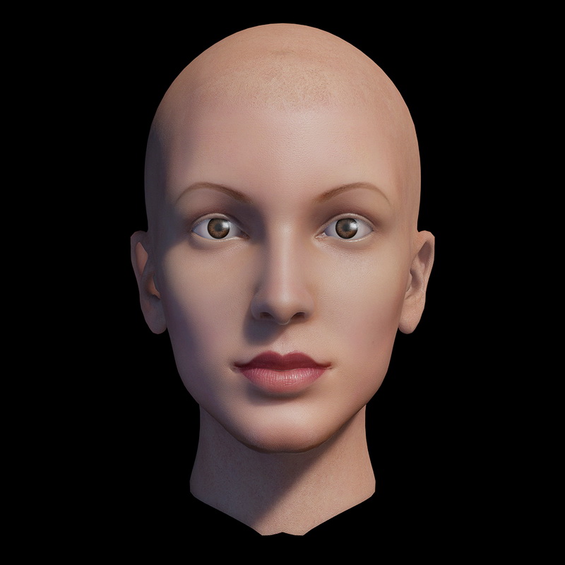 Bald Head Female 3d rendering