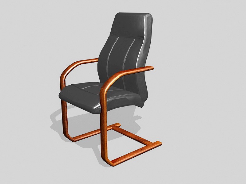 Wooden Desk Chair 3d rendering