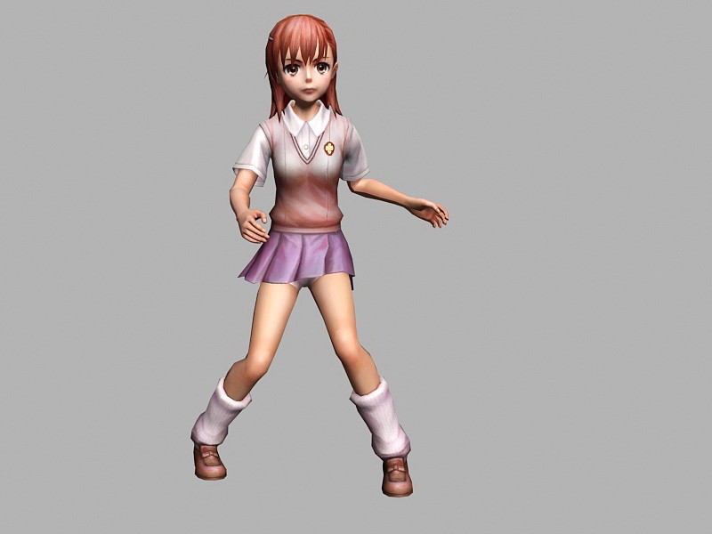 Adorable Anime Girl 3d rendering