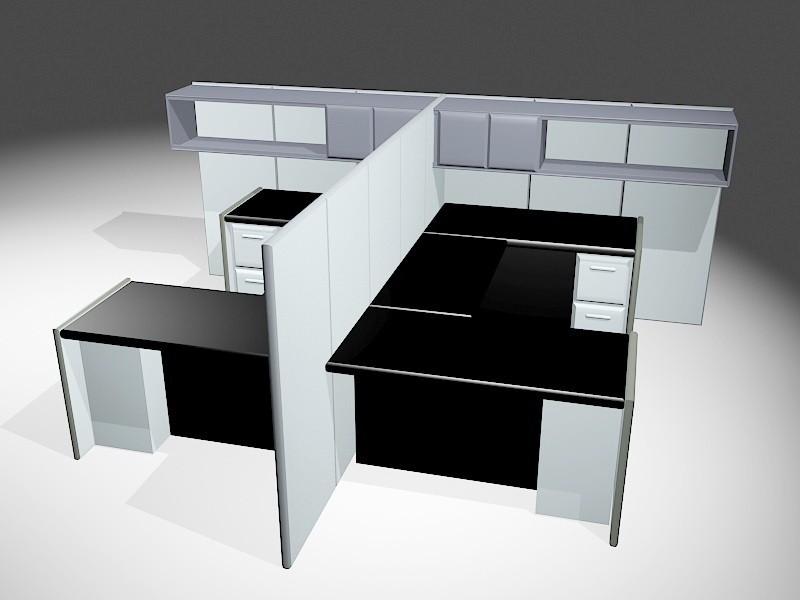 Office Workstation Cubicle Partitions 3d rendering