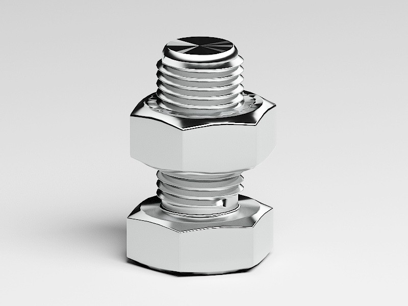 Bolt with Nut 3d rendering