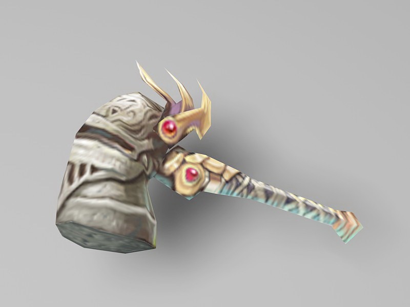 Anime Hammer Weapon Low Poly 3d rendering