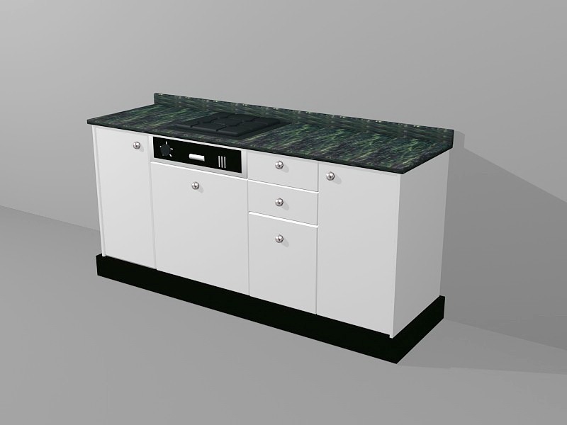 White Kitchen Cabinet Ideas 3d rendering