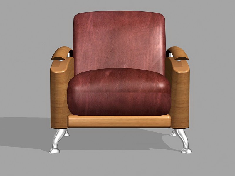 Brown Leather Accent Chair 3d rendering