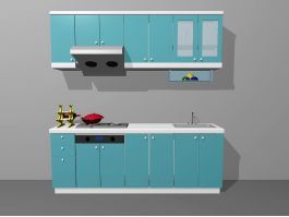 Small Apartment Kitchen Units Blue 3d model preview