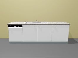 Small Apartment Kitchen Units 3d model preview