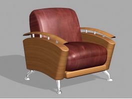 Brown Leather Accent Chair 3d model preview