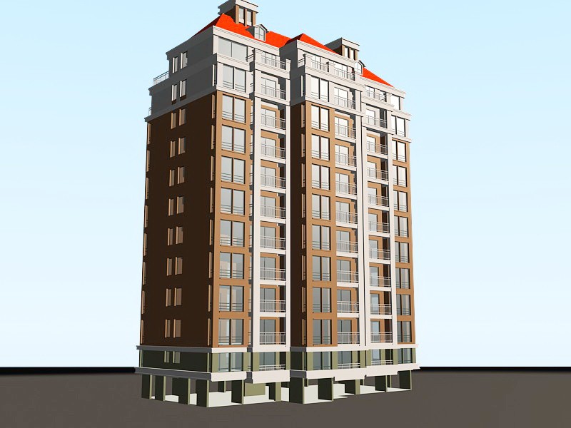 Tall Apartment Building 3d rendering