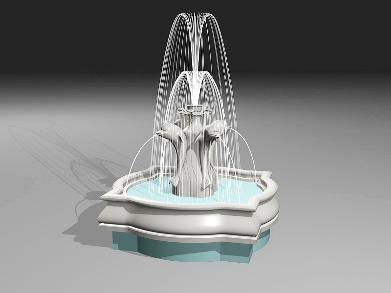 Dolphin Water Fountain 3d rendering