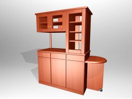 Tall Wood Kitchen Cupboard 3d preview