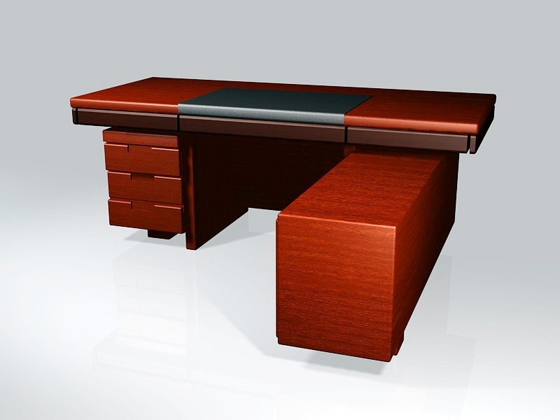 Wood Executive Desk with File Drawers 3d rendering