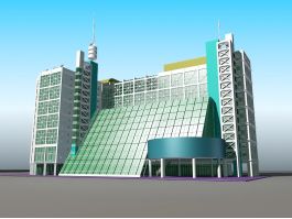 Modern Urban Hotel Architecture 3d model preview