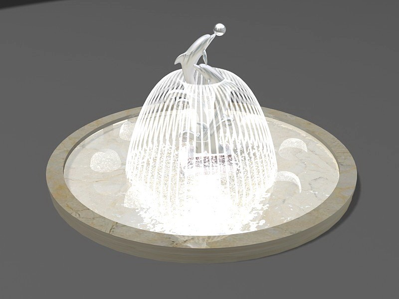 Dolphin Pond Fountain 3d rendering