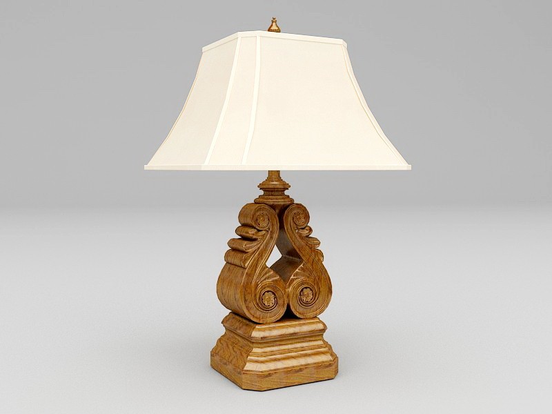 Vintage Wood Table Lamp 3d rendering