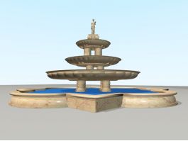 Large Yellow Marble Fountain 3d preview