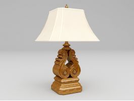 Vintage Wood Table Lamp 3d preview