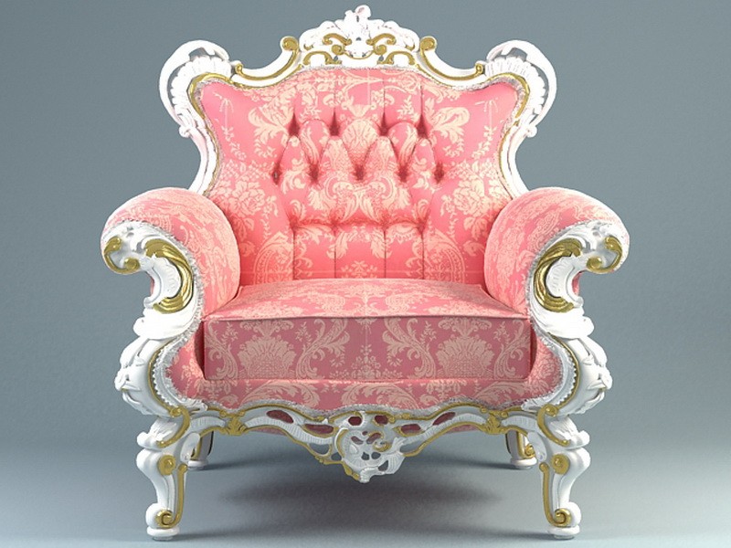 Baroque Armchair 3d rendering