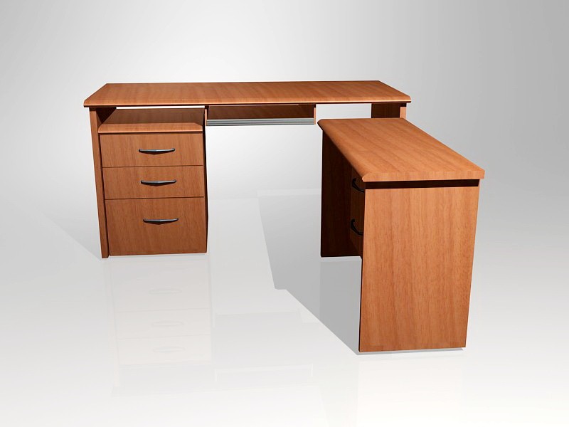 L shaped Computer Desk 3d rendering
