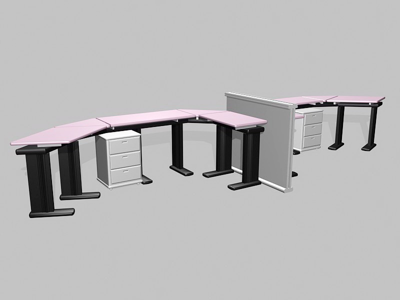 Office Workstation Table 3d rendering