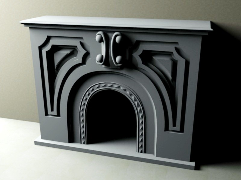 Traditional Fireplace 3d rendering