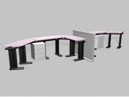 Office Workstation Table 3d model preview