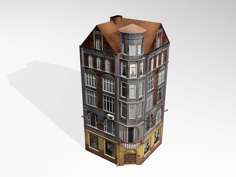 Low Poly 19th Century Commercial Building 3d rendering