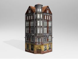 Low Poly 19th Century Commercial Building 3d model preview