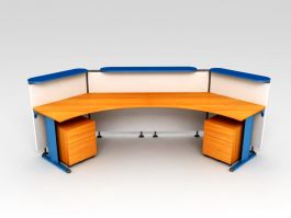 Curved Reception Desk Workstation 3d model preview