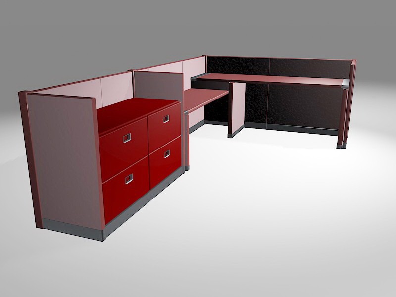 Office Workstation Desks 3d rendering