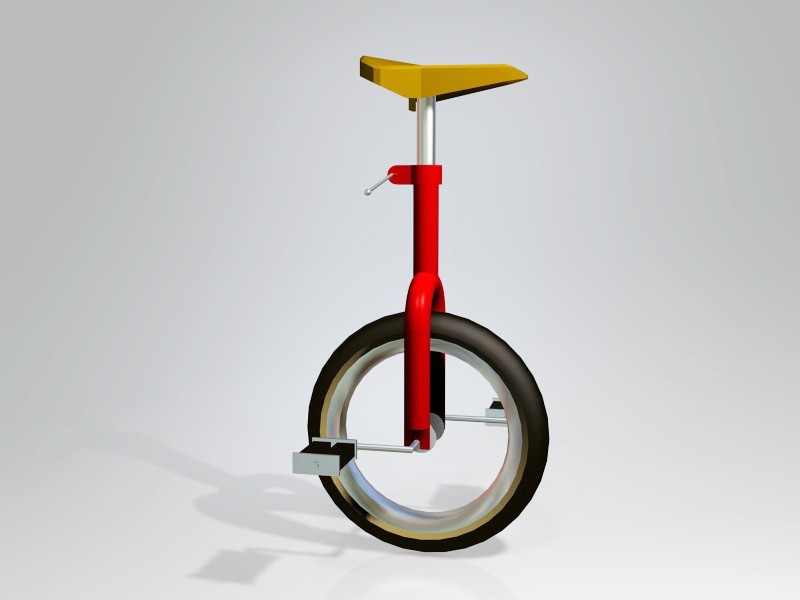 Red Unicycle 3d rendering