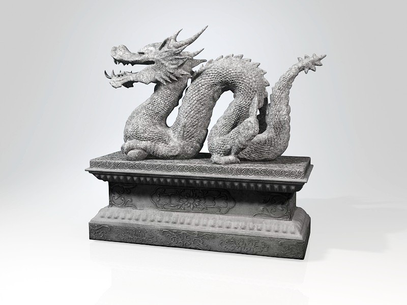 Ancient Chinese Dragon Sculpture 3d rendering