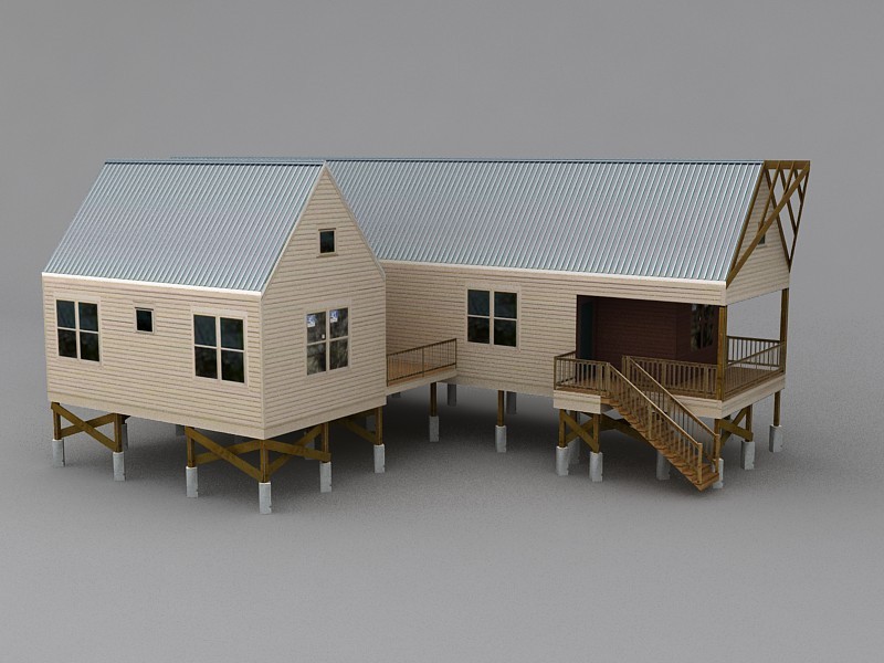 Low Poly Rural Country House 3d rendering