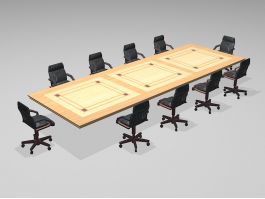 Conference Room Table & Chairs 3d preview